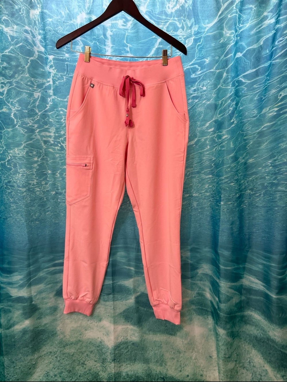 Discontinued Figs Fight Club Pink High Waisted Zamora Jogger Scrub Pants